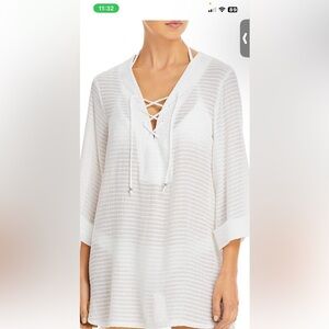 Elegant White Lace-Up Swim Cover-Up